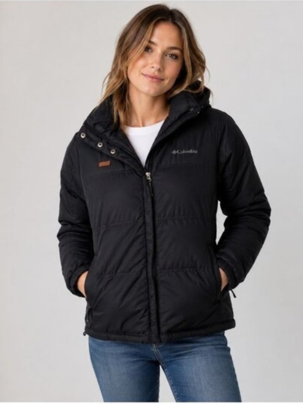 Columbia Women's Black Down Puffer Parka Ski Snow Coat Size Large